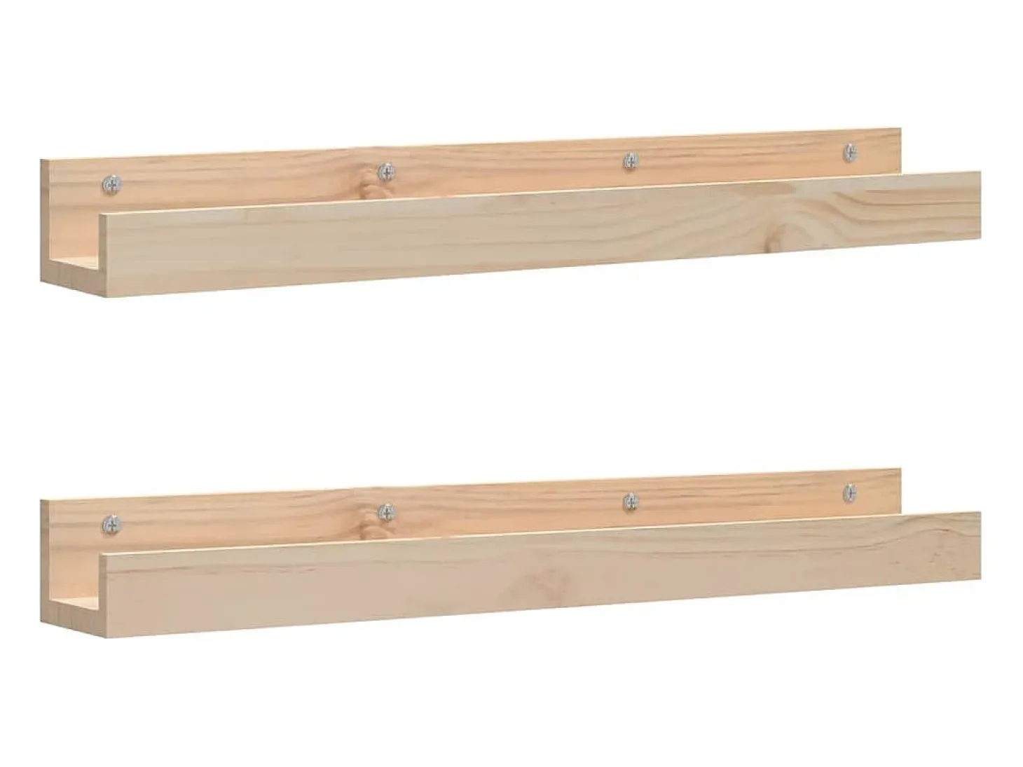 Estantes de pared 2 uds 80x12x9 cm Madera maciza de pino