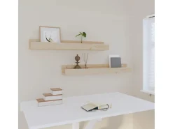 Estantes de pared 2 uds 80x12x9 cm Madera maciza de pino