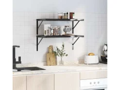 Estantes de pared 2 uds 75x40x3 cm acero inoxidable negro