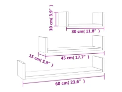 Estantes de pared 3 unidades madera de ingeniería roble marrón