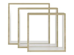 Estantes de pared cúbicos de 3 piezas, blanco y roble sonoma