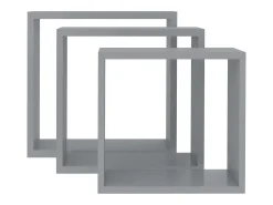 Estantes de pared cúbicos 3 piezas MDF gris