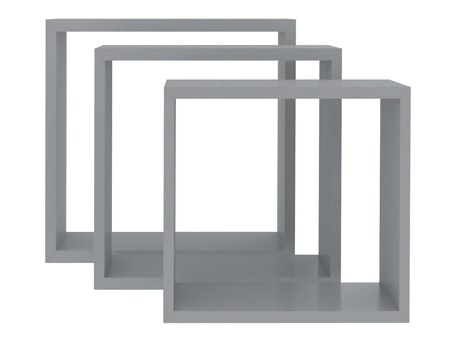 Estantes de pared cúbicos 3 piezas MDF gris