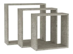 Estantes de pared cúbicos de 3 piezas, gris hormigón
