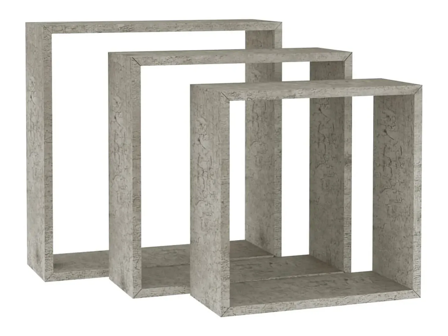 Estantes de pared cúbicos de 3 piezas, gris hormigón