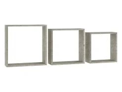 Estantes de pared cúbicos de 3 piezas, gris hormigón