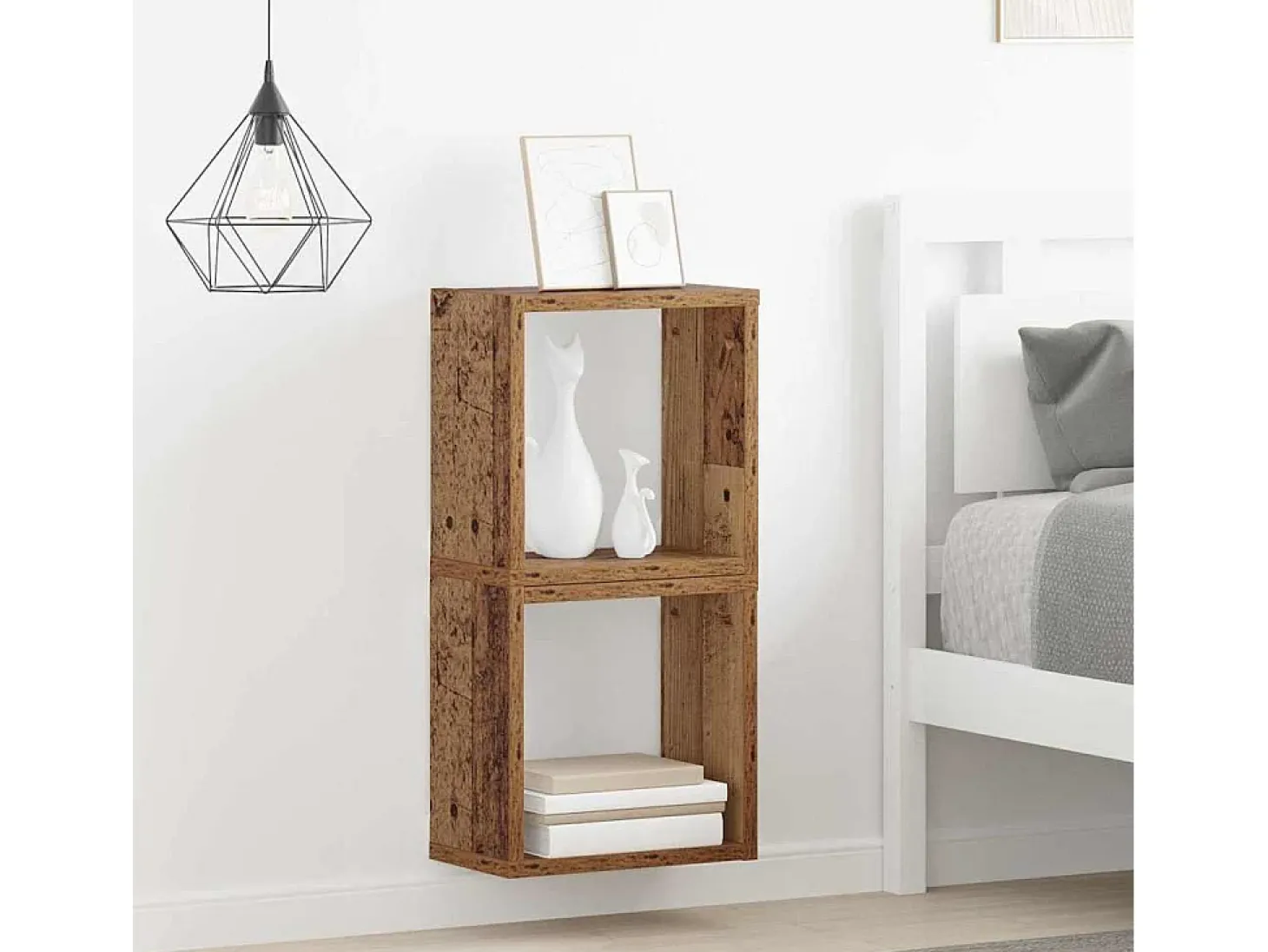 Estantes de pared con balda 2 uds Madera antigua 26 x 15 x 26 cm