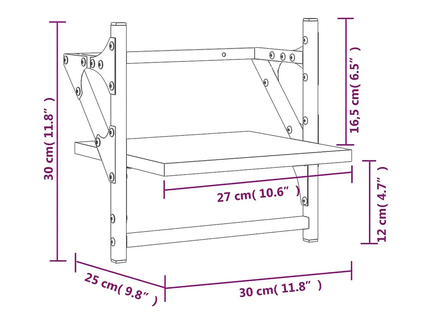 Estantes de pared con barras 2 unidades negro 30x25x30 cm