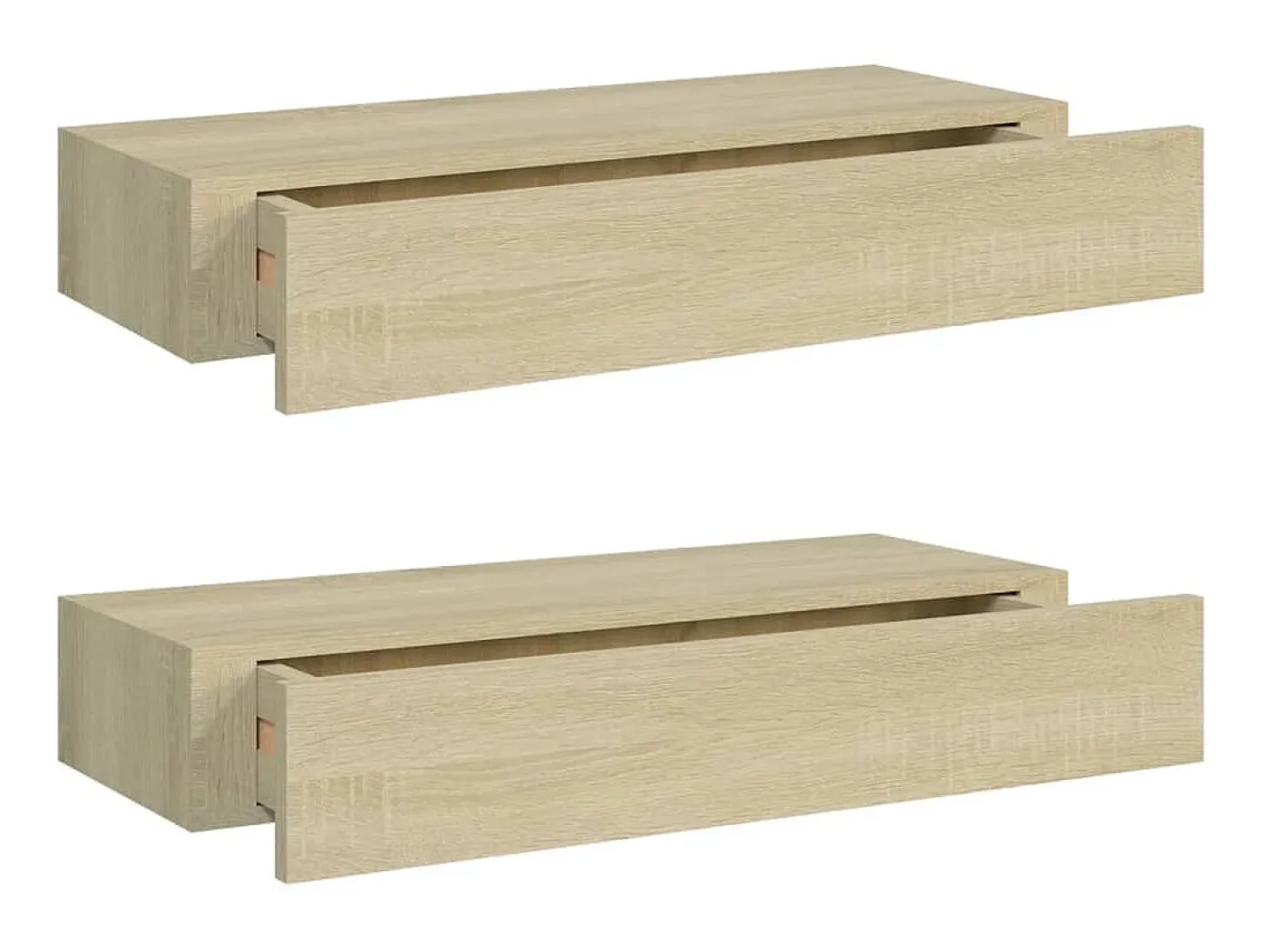 Estantes de pared con cajón 2 uds MDF roble 60x23,5x10 cm ES96127
