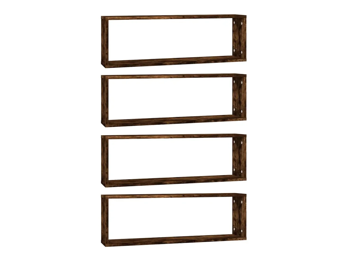 Estantes de pared cubo 4 piezas Roble ahumado 80x15x26,5 cm