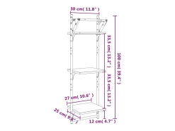 Estantes de pared de 3 niveles con barras, 2 unidades, color gris Sonoma
