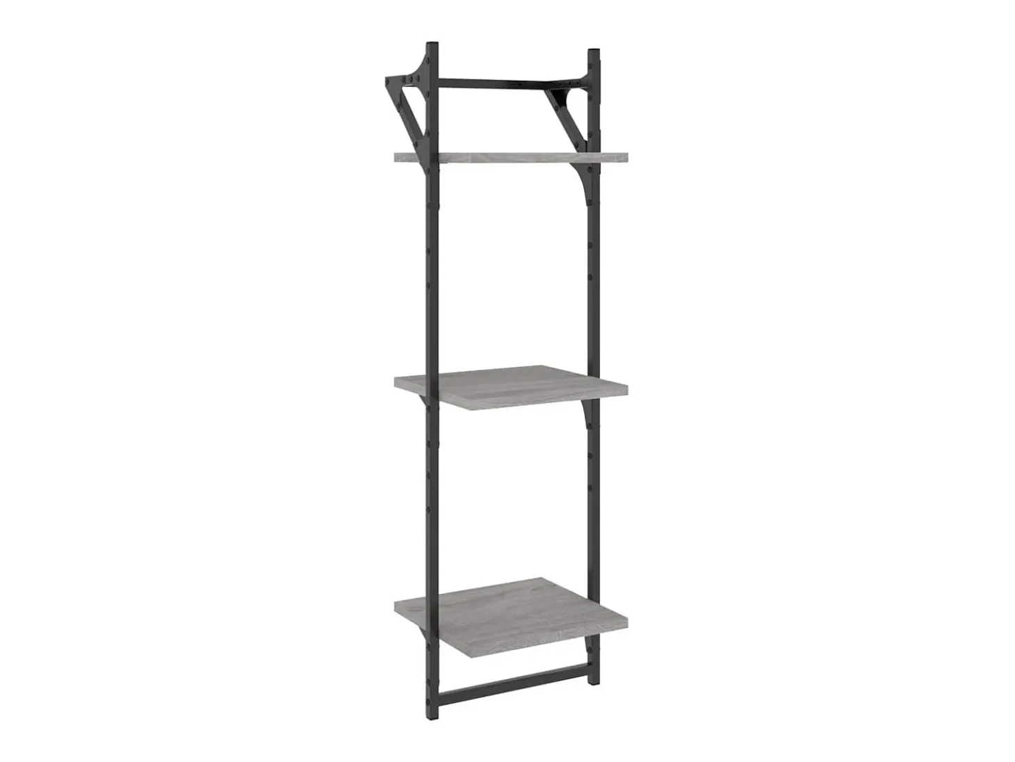Estantes de pared de 3 niveles con barras, 2 unidades, color gris Sonoma