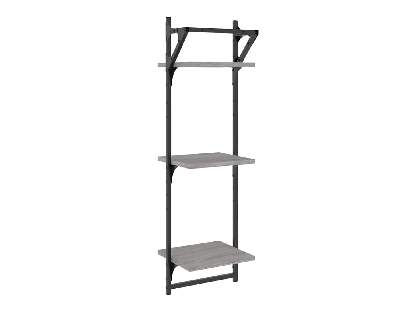 Estantes de pared de 3 niveles con barras, 2 unidades, color gris Sonoma