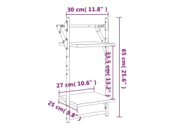 Estantes de pared de 2 niveles con barras 2 uds negro 30x25x65 cm