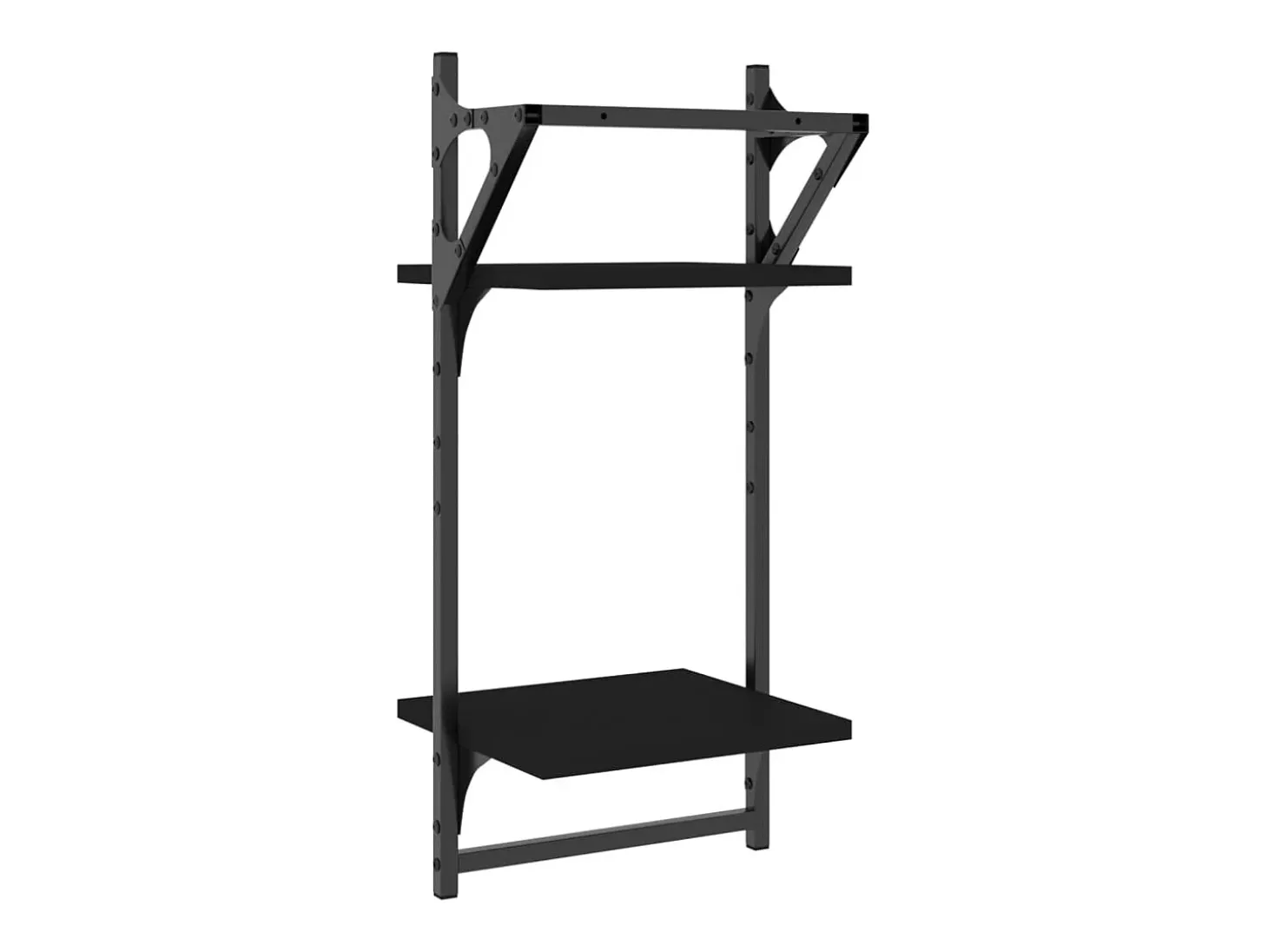 Estantes de pared de 2 niveles con barras 2 uds negro 30x25x65 cm