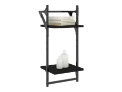 Estantes de pared de 2 niveles con barras 2 uds negro 30x25x65 cm
