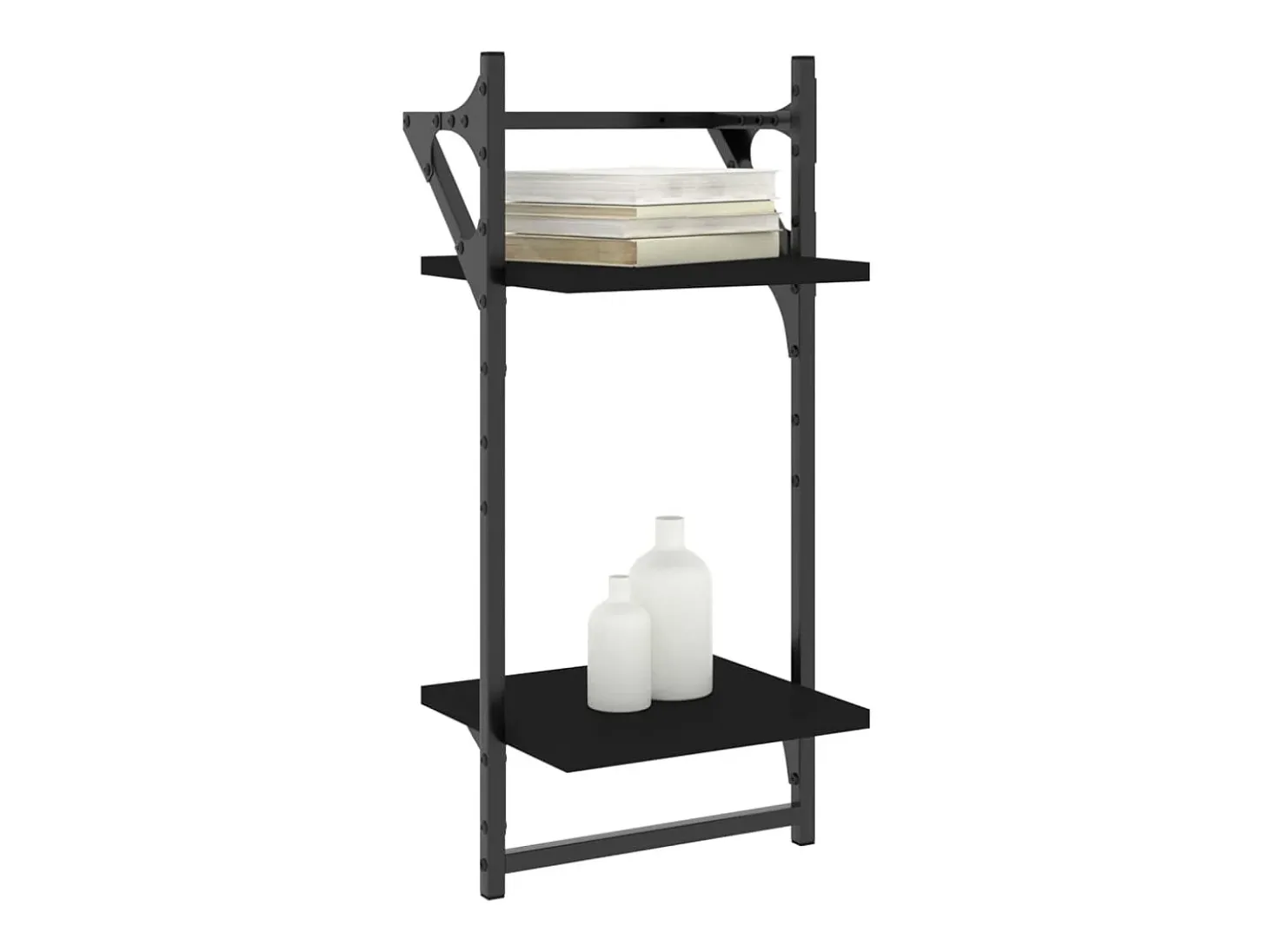 Estantes de pared de 2 niveles con barras 2 uds negro 30x25x65 cm
