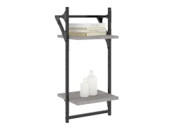 Estantes de pared de 2 niveles con barras, 2 piezas, gris Sonoma
