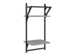 Estantes de pared de 2 niveles con barras, 2 piezas, gris Sonoma