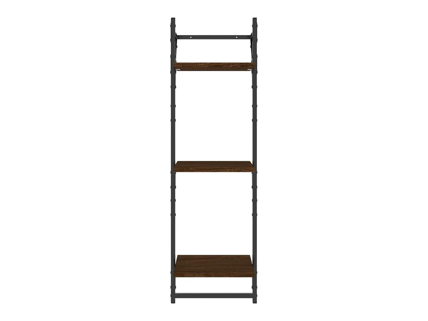 Estantes de pared de 3 niveles con barras, 2 piezas, roble marrón