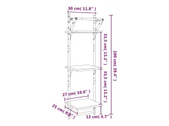 Estantes de pared de 3 niveles con barras, 2 piezas, roble marrón
