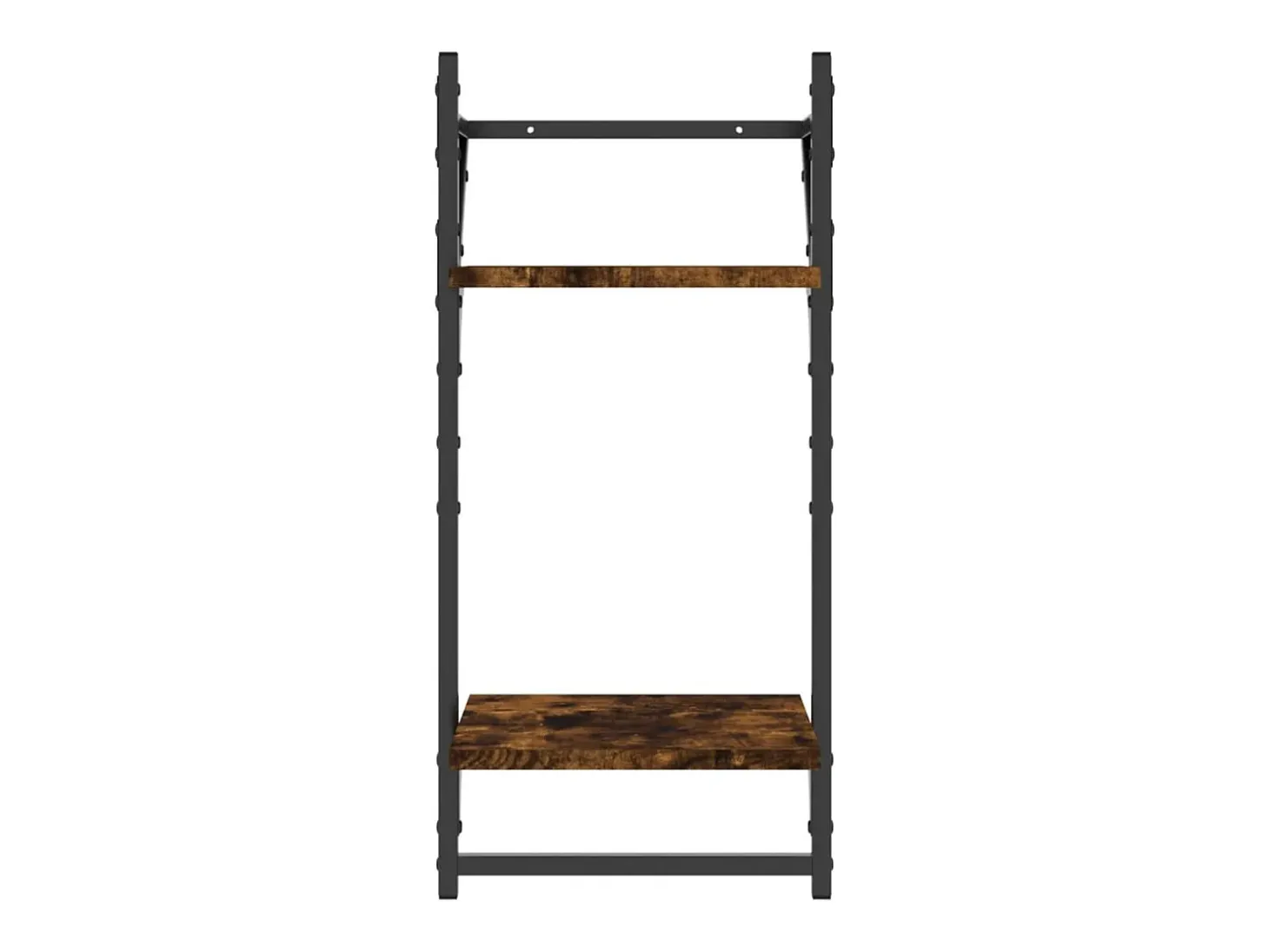 Estantes de pared de 2 niveles con barras 2 piezas roble ahumado