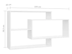 Estantes de pared de madera contrachapada blanco 104x20x58,5 cm
