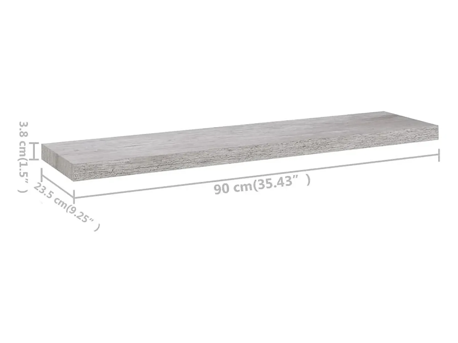 Estantes de pared flotantes 4 piezas Gris hormigón 90x23,5x3,8cm MDF