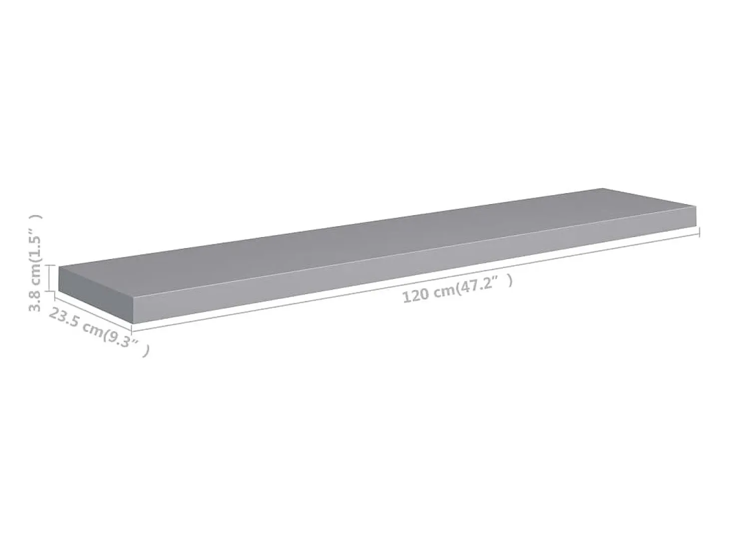 Estantes de pared flotantes 2 piezas gris 120x23,5x3,8 cm MDF