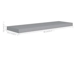 Estantes de pared flotantes 4 piezas gris 80x23,5x3,8 cm MDF