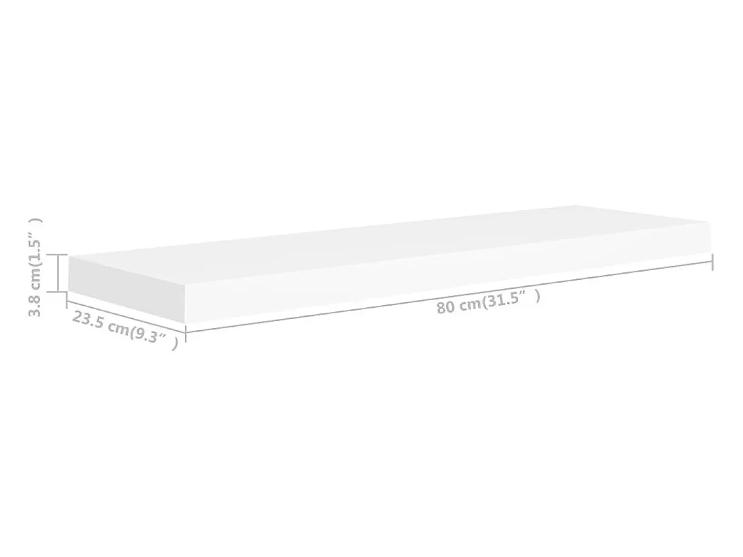 Estantes de pared flotantes 2 uds blanco 80x23,5x3,8 cm MDF