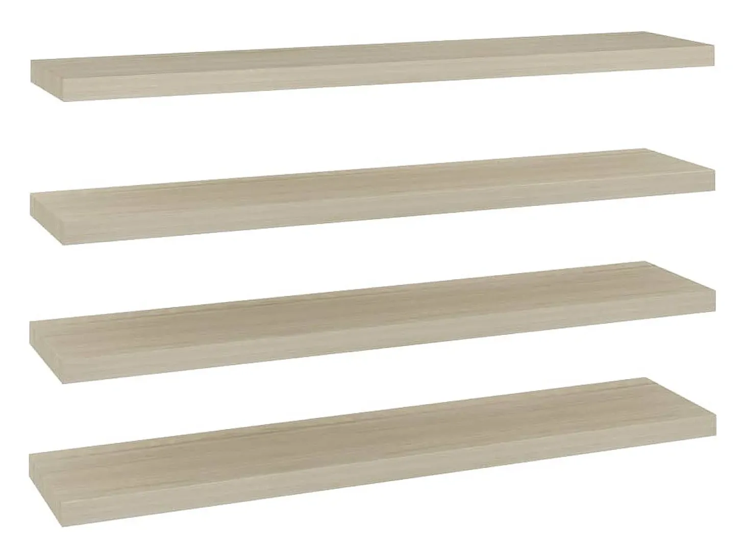 Estantes de pared flotantes 4 piezas roble 120x23,5x3,8 cm MDF