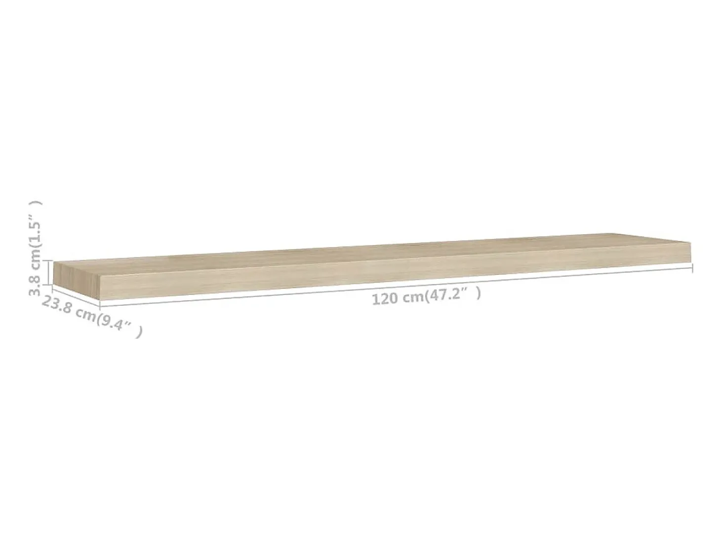 Estantes de pared flotantes 4 piezas roble 120x23,5x3,8 cm MDF