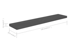 Estantes de pared flotantes 2 uds gris brillo 120x23,5x3,8 cm