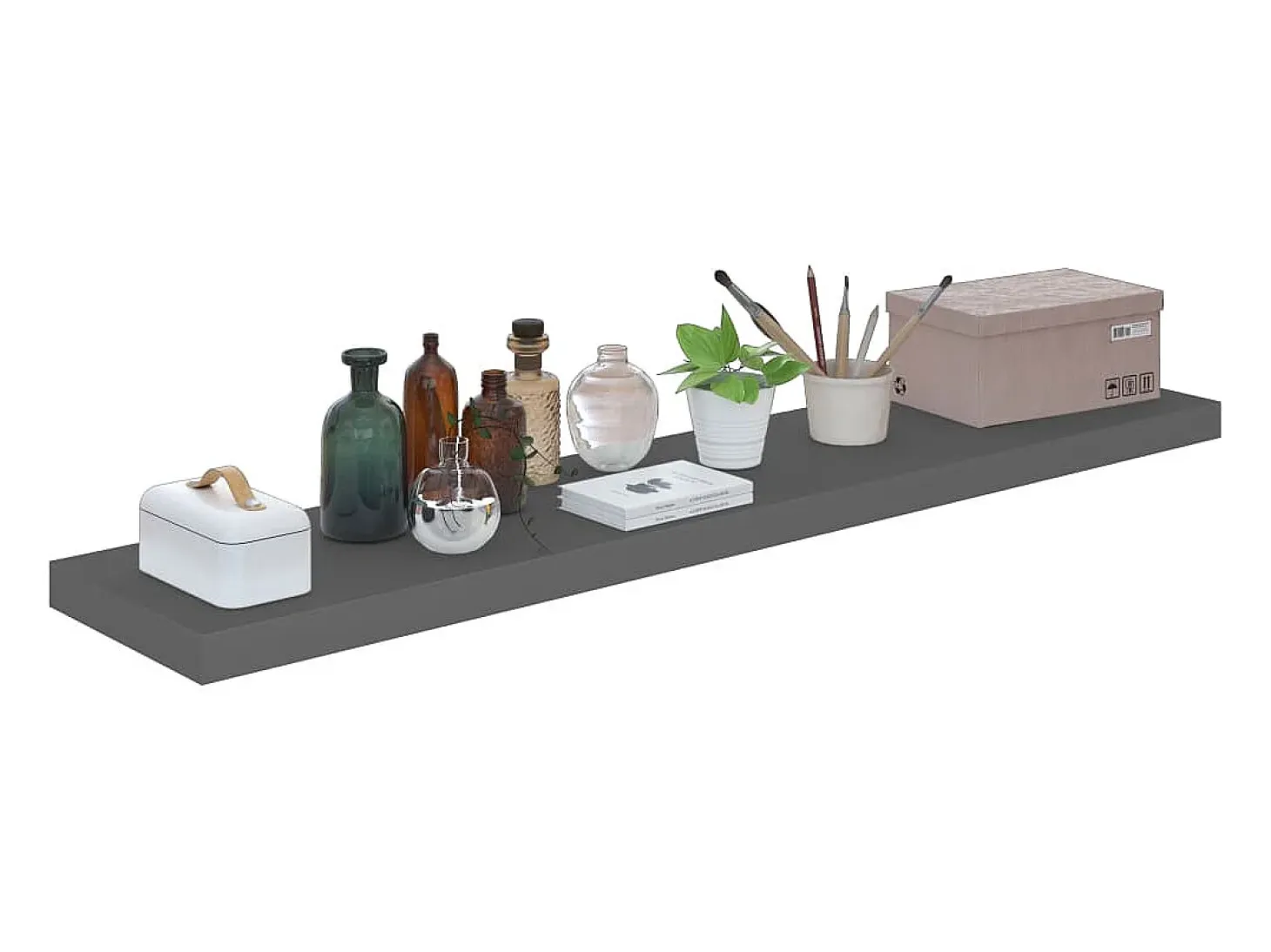 Estantes de pared flotantes 2 uds gris brillo 120x23,5x3,8 cm