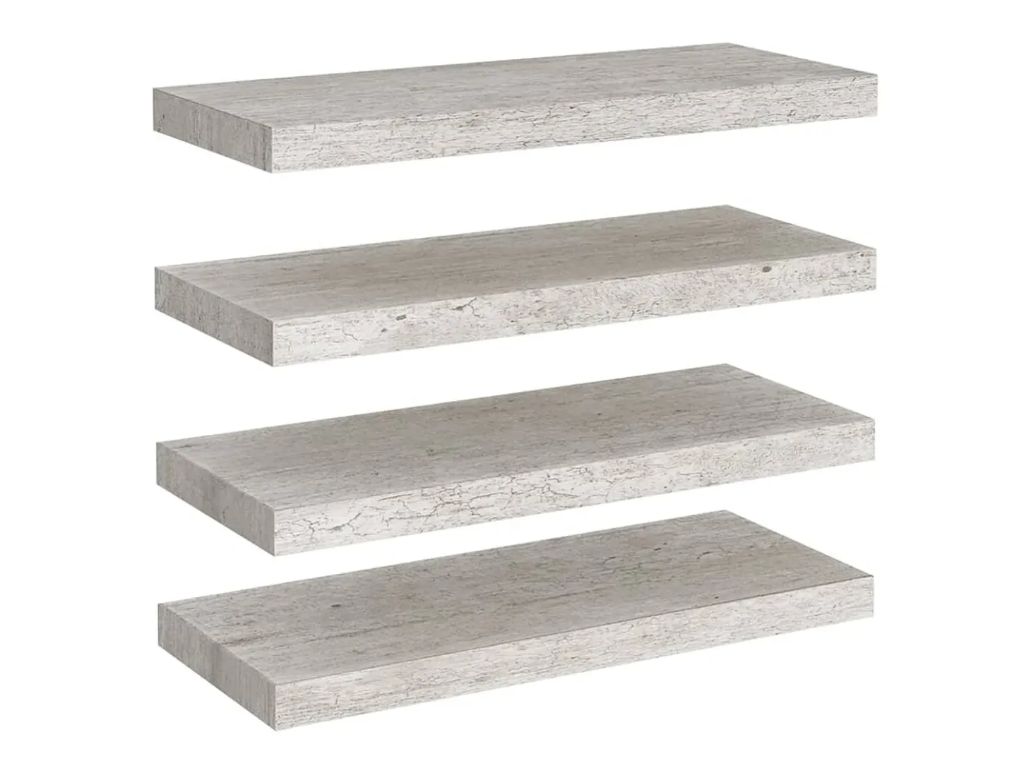 Estantes de pared flotantes 4 piezas gris hormigón 60x23,5x3,8 cm MDF