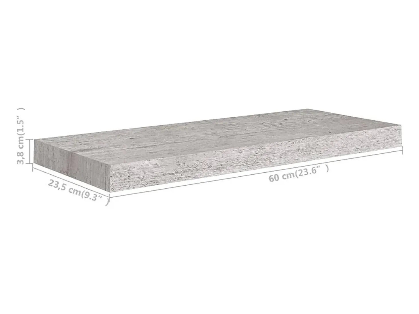 Estantes de pared flotantes 4 piezas gris hormigón 60x23,5x3,8 cm MDF