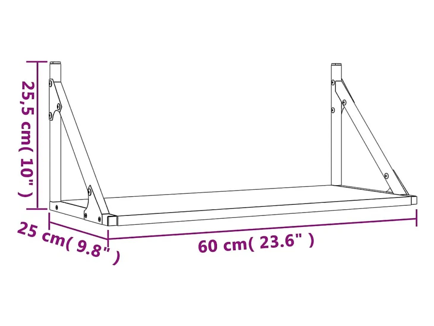 estantes de pared gris sonoma 60x25x25,5 cm madera de ingeniería