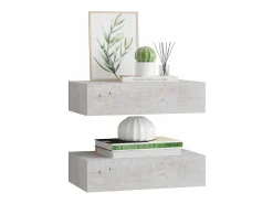 Estantes de pared para cajones 2 uds Gris hormigón 40x23,5x10 cm MDF