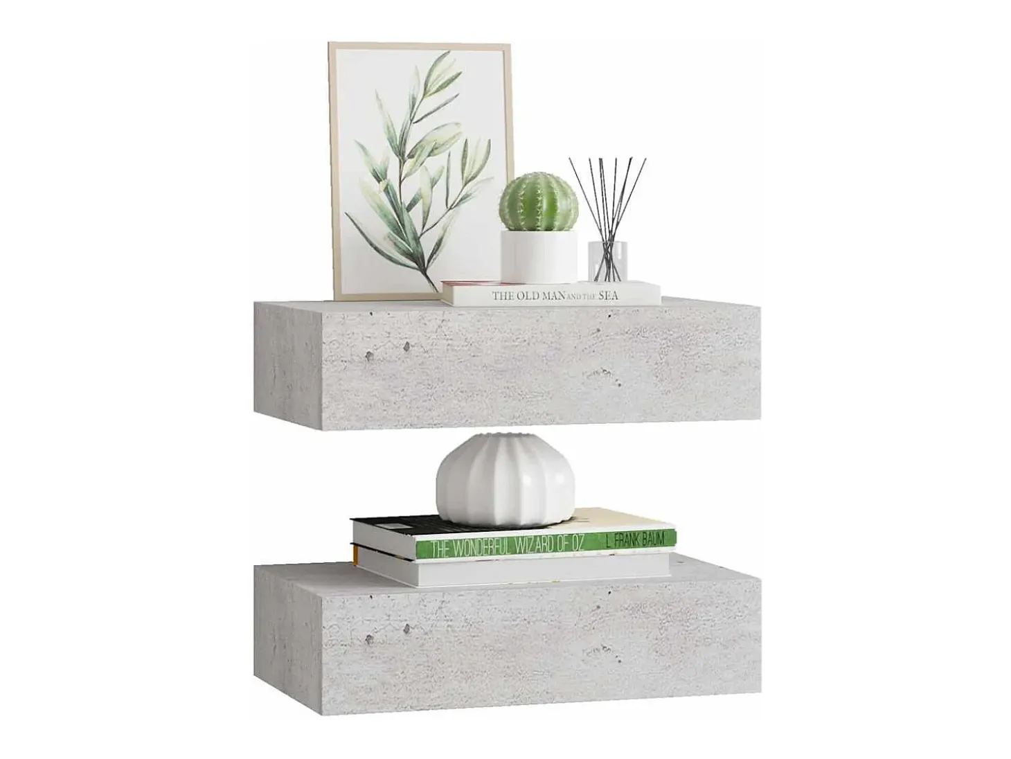 Estantes de pared para cajones 2 uds Gris hormigón 40x23,5x10 cm MDF