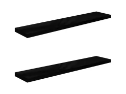 Estantes de pared pared 2 uds MDF negro brillo 120x23,5x3,8 cm ES25767