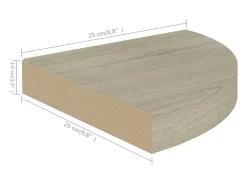 Estantes esquineros flotantes 2 uds roble 25x25x3,8 cm MDF