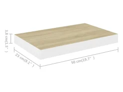 Estantes flotantes 4 piezas roble y blanco 50x23x3,8 cm MDF