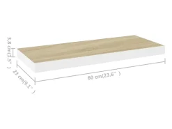 Estantes flotantes 2 piezas roble y blanco 60x23,5x3,8 cm MDF