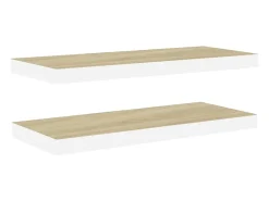 Estantes flotantes 2 piezas roble y blanco 60x23,5x3,8 cm MDF