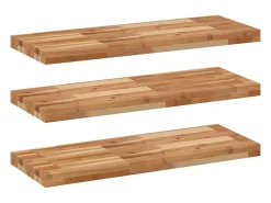 Estantes flotantes 3 uds madera acacia acabado aceite 80x30x4cm