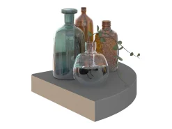 Estantes flotantes de esquina (4 unidades), gris brillante, 25 x 25 x 3,8 cm, MDF
