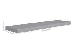 Estantes flotantes de pared 2 piezas gris 90x23,5x3,8 cm MDF