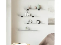 Estantes pared 4 uds madera ingeniería gris Sonoma 60x10x1,5 cm ES175051