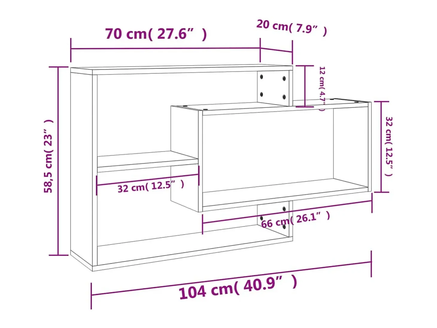 Estantes pared madera contrachapada color roble 104x20x58,5 cm